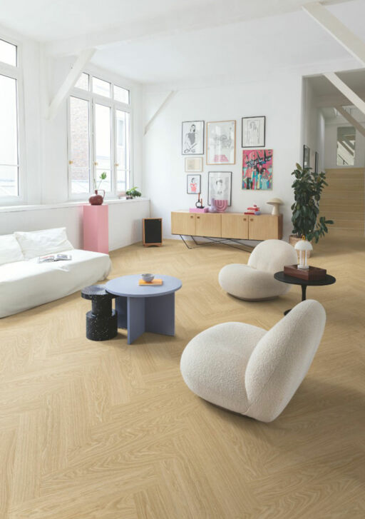 QuickStep Alpha Ciro, Pure Oak Blush Herringbone Vinyl Flooring, 126x6x630mm