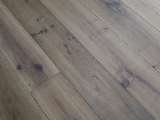 Tradition Vintage Smoked Engineered Oak Flooring, Distressed, Brushed & White Oiled, 190x14x1900mm