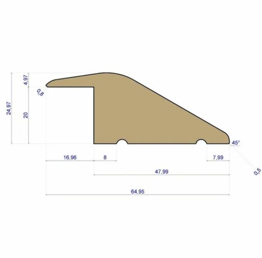 Traditions Solid Oak Reducer Threshold, Unfinished, 20mm, 2.7m Image 2